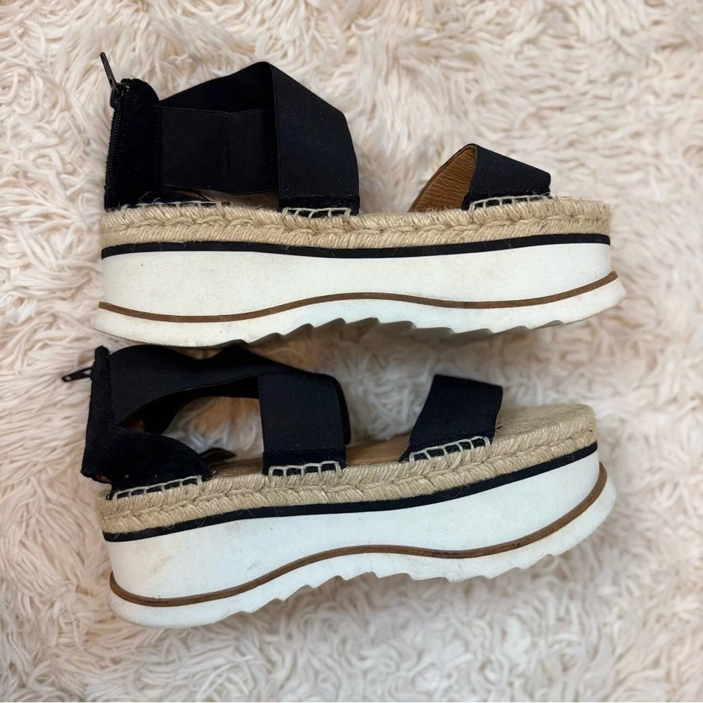 Jeffrey Campbell Black Merez Platform Lug Sole Open Toe Sandals Size 39 8.5 zip